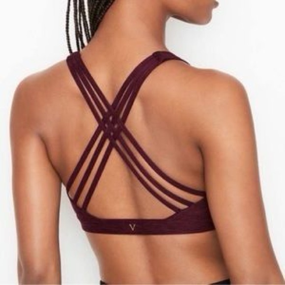 Victoria's Secret Other - Victoria’s Secret Essential Strappy Back Sports Bralette Burgundy Heather Medium